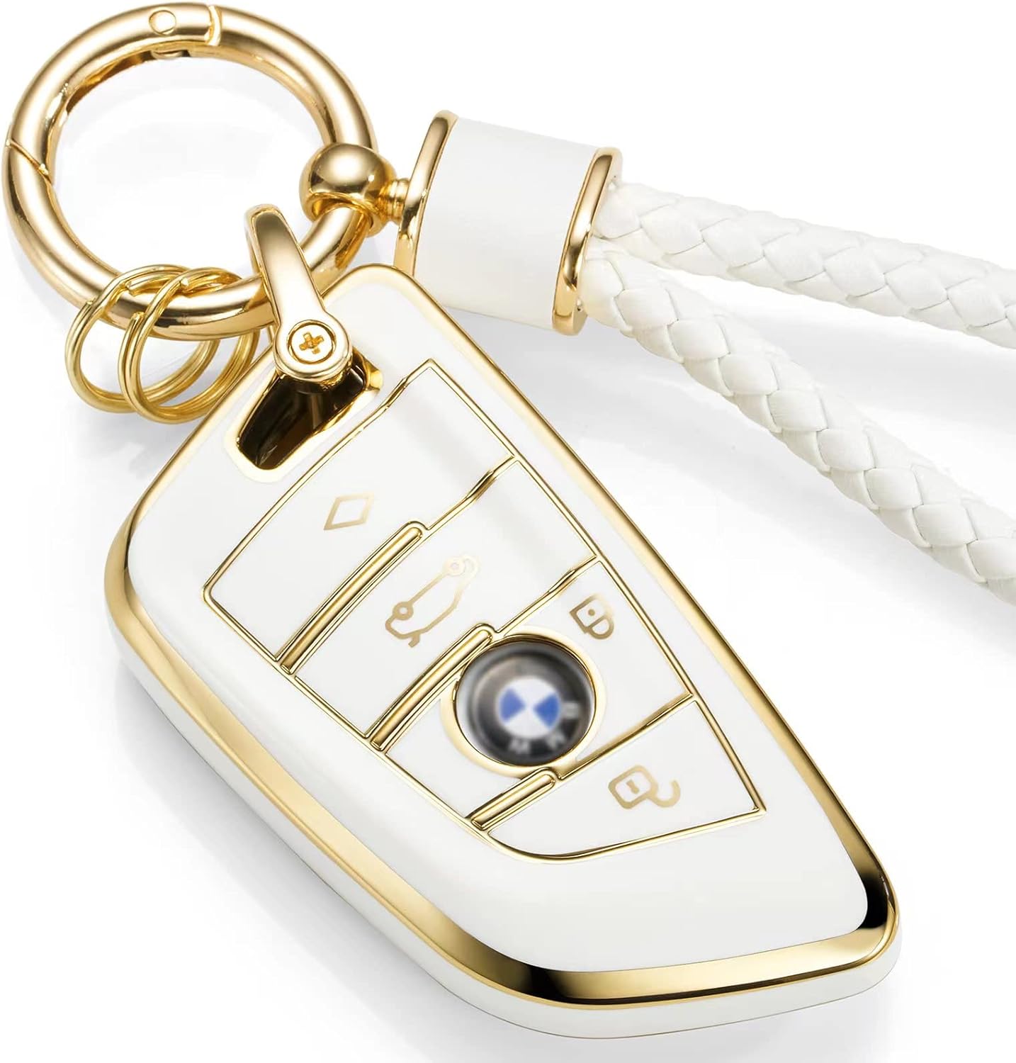 CTRINEWS for BMW Key Fob Cover with Metal Braided Rope Keychain for BMW ...