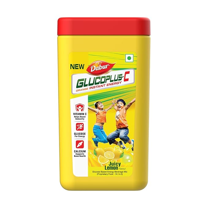DABUR Gluco Plus C Energy Boost Lemon – 400 g Jar at Rs. 87