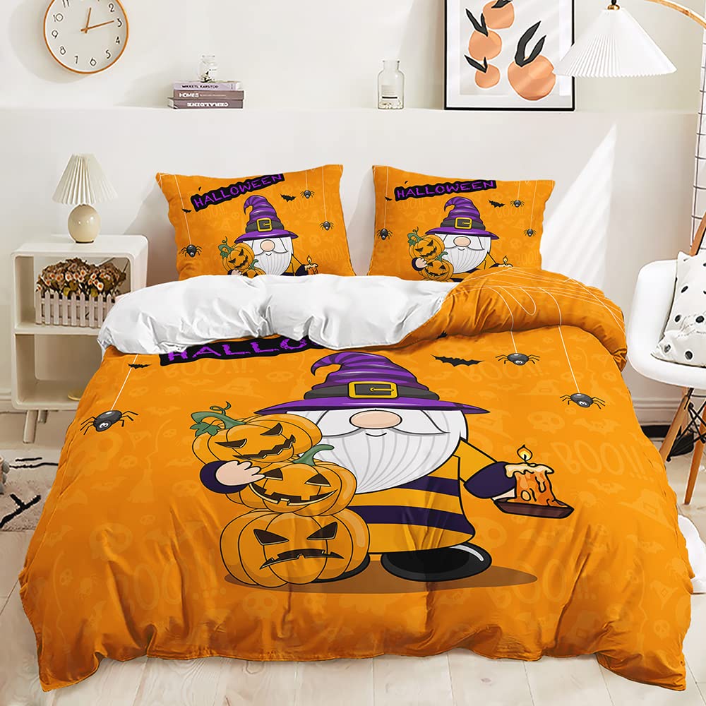 Lunoroey Halloween Duvet Cover Set King Size Halloween Bedding 3D Printed Pumpkin Quilt Cover Soft Breathable Easy Care Bedding Set — image 1