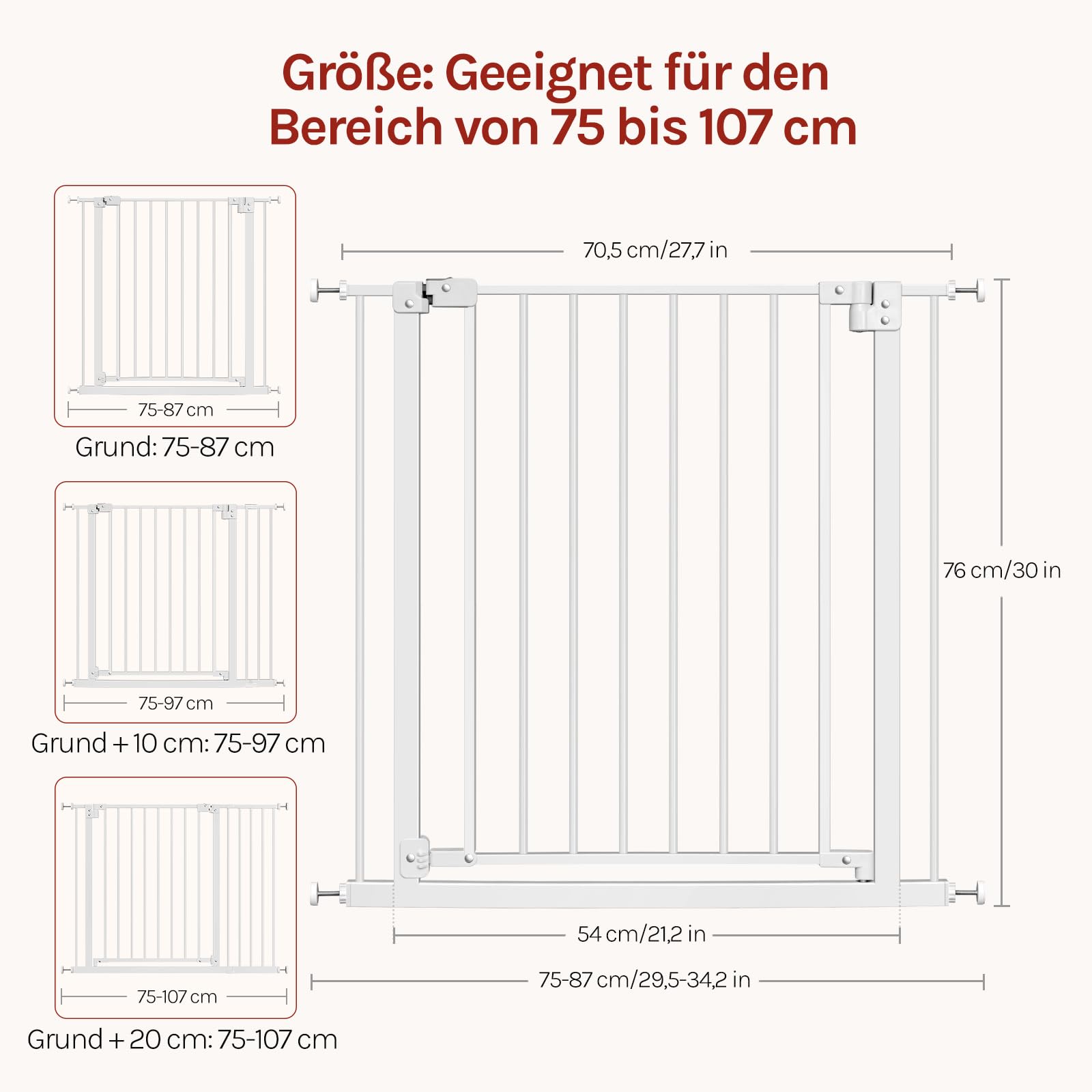 WOLTU Treppenschutzgitter 75–97 cm, Metall Türschutzgitter, Auto-Close, 90°-Stopp, beidseitig schwenkbar, Schwarz