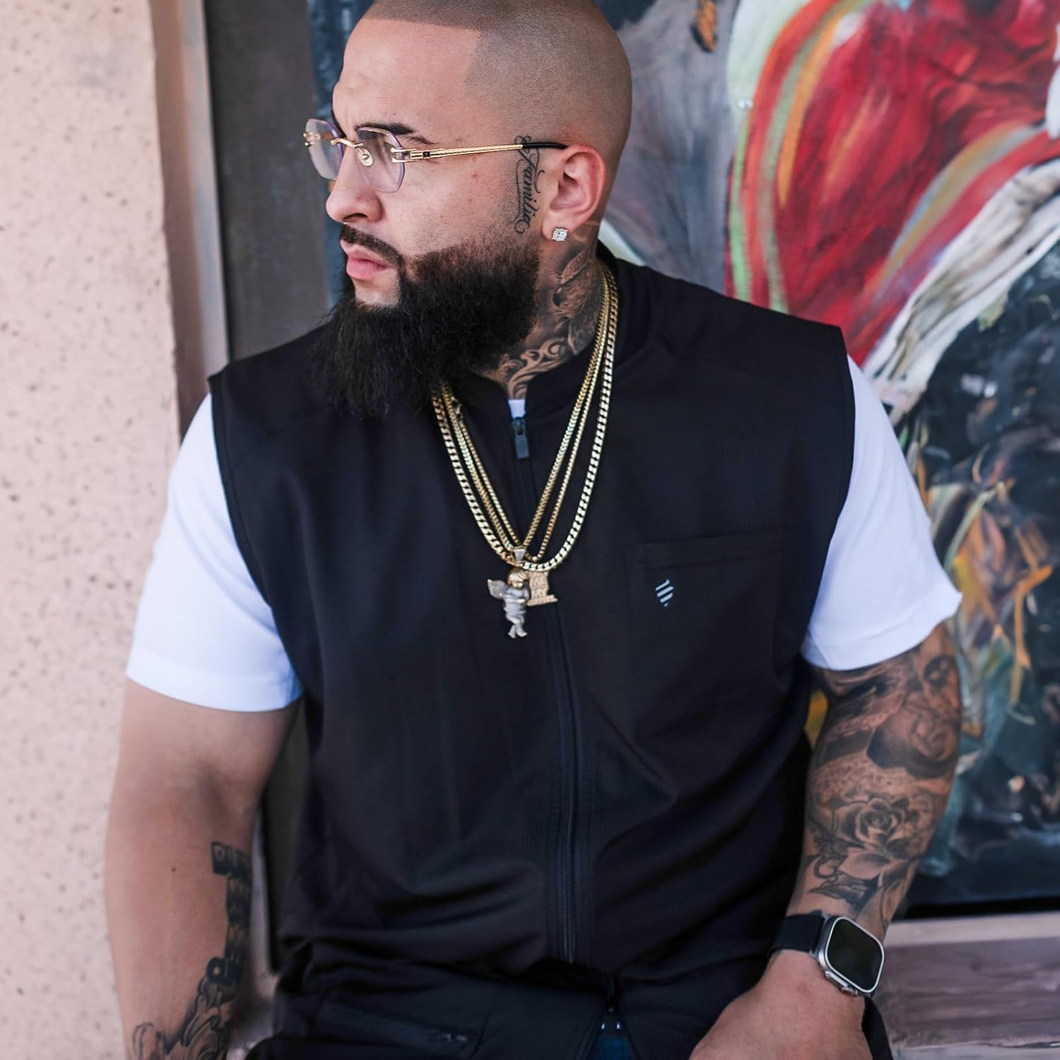 Barber Strong Barber Vest, Men's Hair Repellent, Lightweight & Breathable Mesh Side Panels, Sleeveless, 3 Pockets - Image 2