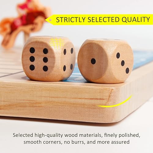 Miniatura 3 de Juego de mesa de carreras de caballos, juguete de póquer de madera con 11 dados y tarjetas de caballos duraderos para niños, juego familiar, juego
