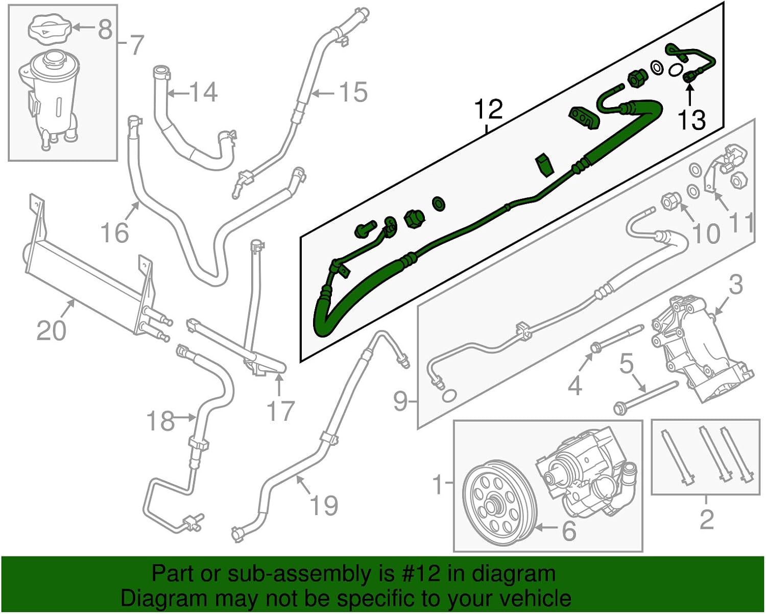 Ford BC3Z-3A717-K, Power Steering Pressure Hose