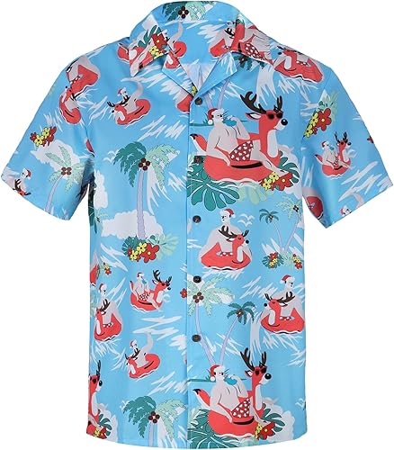 Vista 5 de Durio Hawaiian Shirt for Men Short Sleeve Floral Beach Shirts for Men Casual Button Down Tropical Shirts