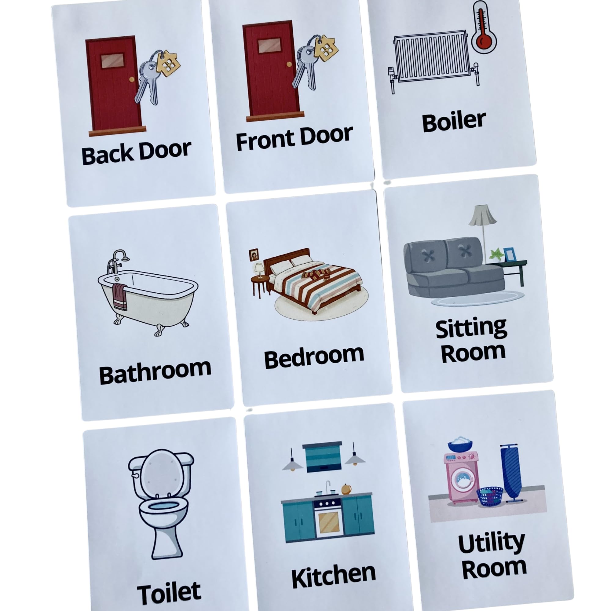 Dementia Aid Room Identifier Labels, Pack of 12, Easy to Read Door Stickers for Alzheimer’s, Visual Aids to Help Identify Bedroom, Toilet, Kitchen, Bathroom – Memory Loss Support for The Elderly