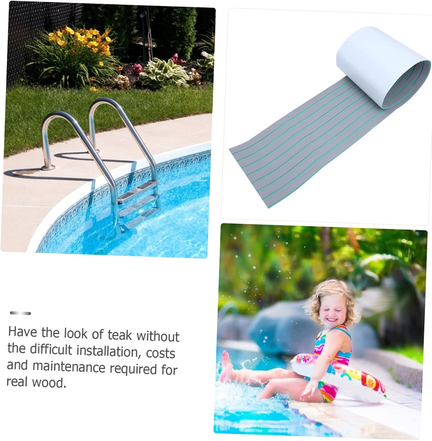 BESTonZON 1Roll Eva Faux Teak Skid Boat Floor Mat Durable Deck Cushion for Yachts Rvs Cost Non Slip Surface Synthetic Teak Decking