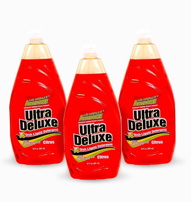 Las Totally Awesome Dish Soap Liquid Citrus Scent 30 fl oz Pack of 3 Grease-Fighting Dishwashing Liquid from