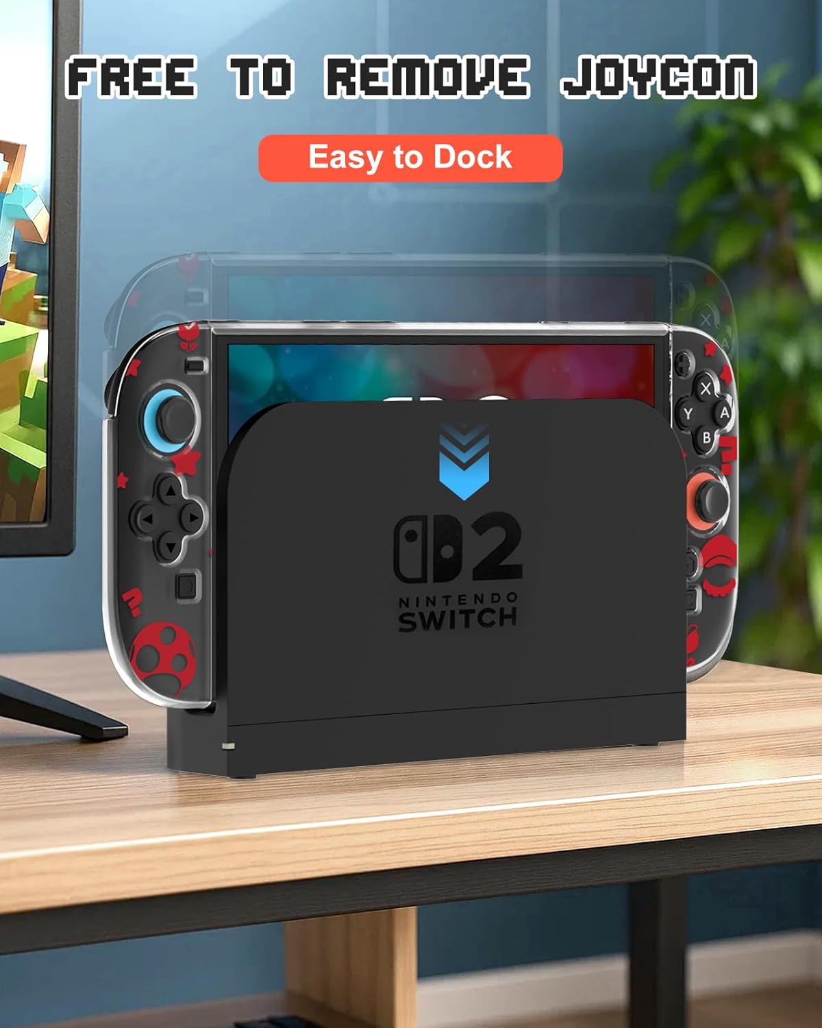 Dockable Protective Case for Nintendo Switch 2 2025 - Cute Cartoon Red Design Clear TPU Slim Hard Cover for Joycon 2 for Women Teens Girls Boys - Image 5