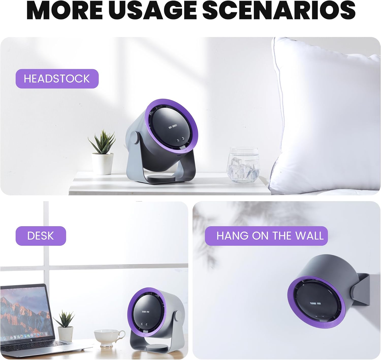 CATY&KITTEN Portable Table Fan, mini Fan for desk, bedside fan for Bedroom, Living Room, Kitchen, Dining Room, 5400mAh Rechargeable with longer runtime and efficient air circulation