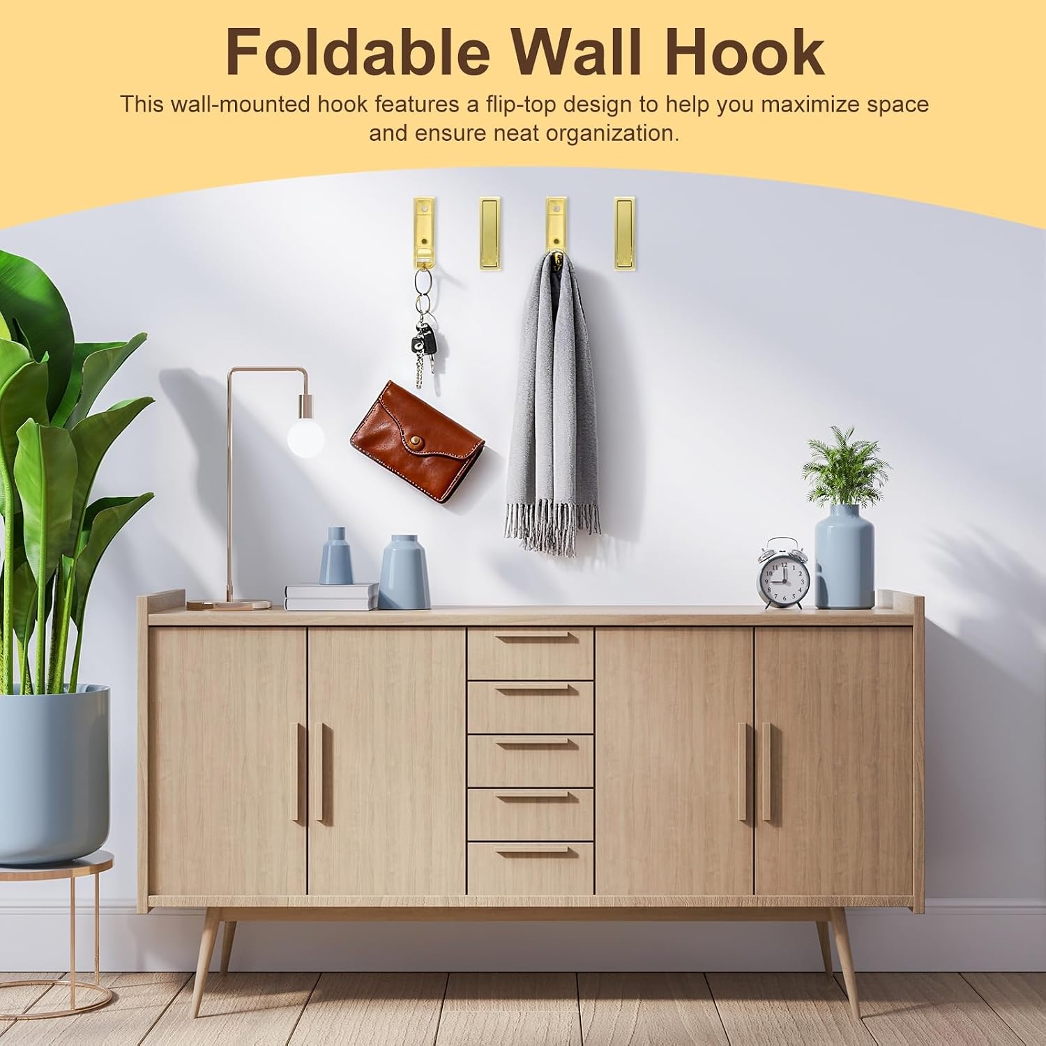uxcell Foldable Wall Hooks, Aluminum Alloy Heavy Duty Wall Mounted Folding Coat Hooks with Mounting Accessories Space-Saving for Hanging Coat Towels Hat Bags, Rectangle, Matte Black image 5