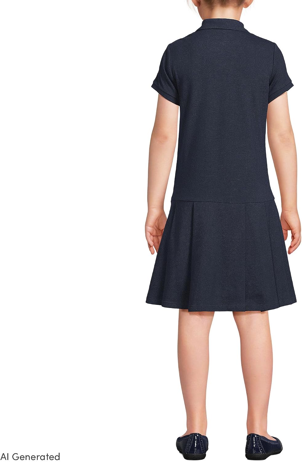 Lands' End School Uniform Girls Short Sleeve Mesh Pleated Polo Dress