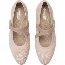 Frank Mully Women's Knitted Mary Jane Flats Square Toe Comfortable Ballet Flat Shoes with Suede Strap for Women Work Casual Daily