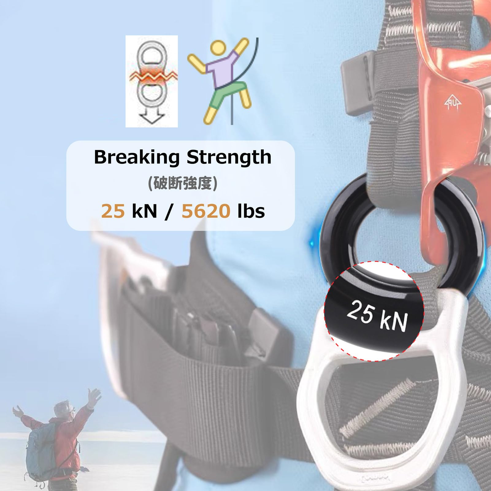 Azarxis Swivel Girella per Arrampicata e Cerchio Aereo 360° Rotante Anello Girevole Discensore 30kN per Yoga Arrampicata Alpinismo Salita Altalena