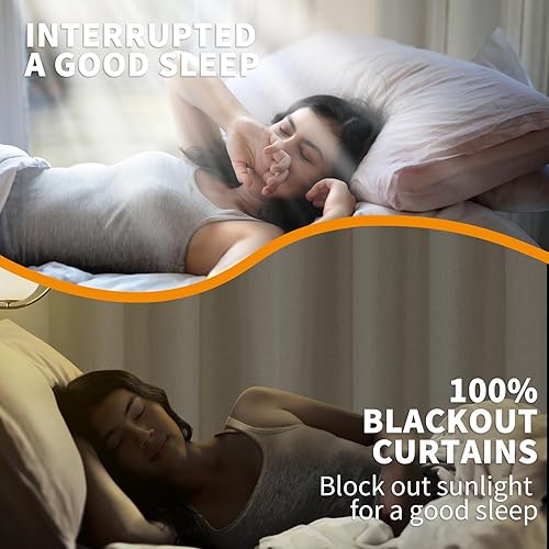 Miniatura 2 de YoungsTex Cortinas opacas 100% de lino de 84 pulgadas de largo para dormitorio rural, cortinas con aislamiento térmico beige con ojales,