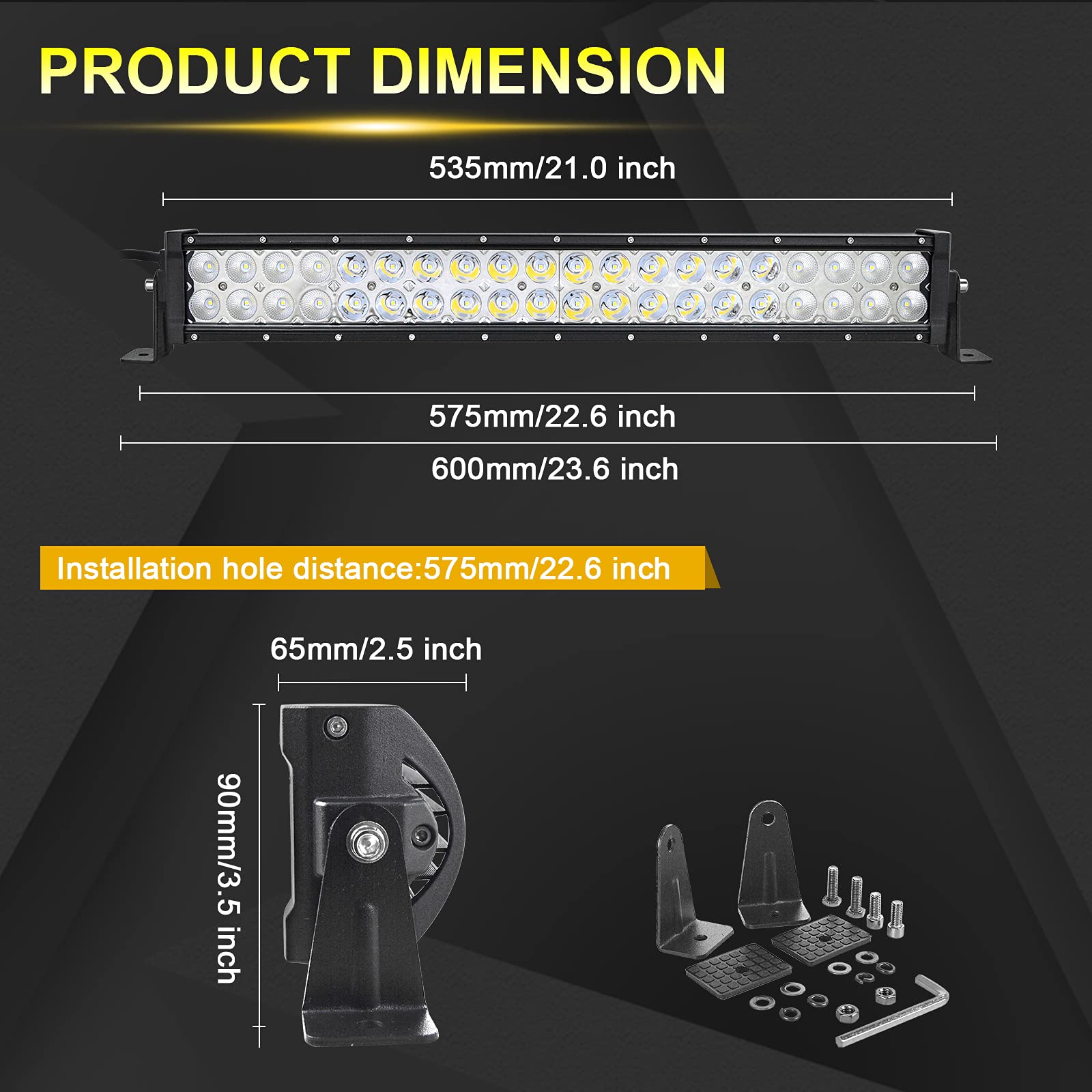 Willpower 53cm 120W LED Arbeitsscheinwerfer Bar Flutlicht Spotlight Combo Zusatzscheinwerfer IP67 Wasserdicht Auto Offroad Scheinwerfer 6000K Arbeitslicht 12V für Traktor LKW Truck SUV ATV UTV
