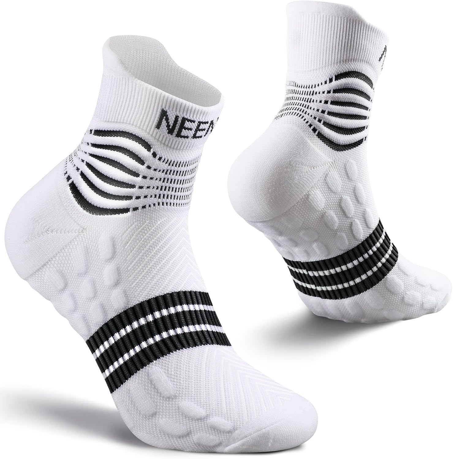 NEENCA Professional Compression Socks, Medical Ankle Socks with Patented Massage Dots for Pain Relief, Plantar Fasciitis, Women/Men Circulation, Swelling, Travel, Sports Protection. 1 Pair, 20-30 mmHg