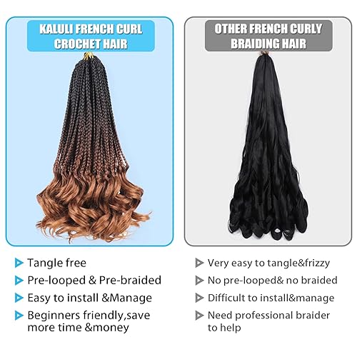 Miniatura 4 de Cabello de ganchillo 1B3330, trenzas de caja Goddess para mujeres, cabello trenzado francés sin nudos, extensiones de cabello rizado preanudado de