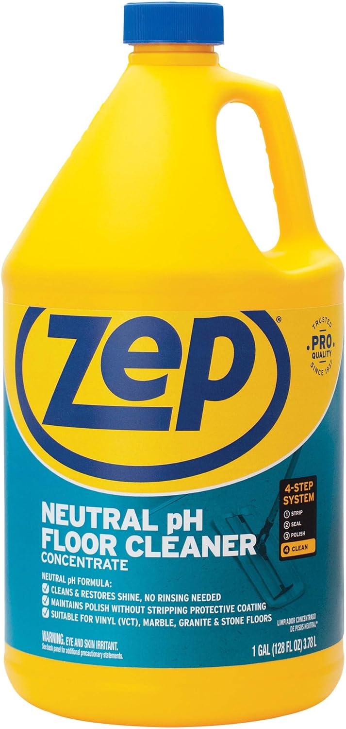 Zep Neutral pH Floor Cleaner Concentrate 1 Gallon ZUNEUT128 - Pro Trusted All-Purpose Floor Cleaner with No Residue,Blue (packaging may vary): Industrial & Scientific