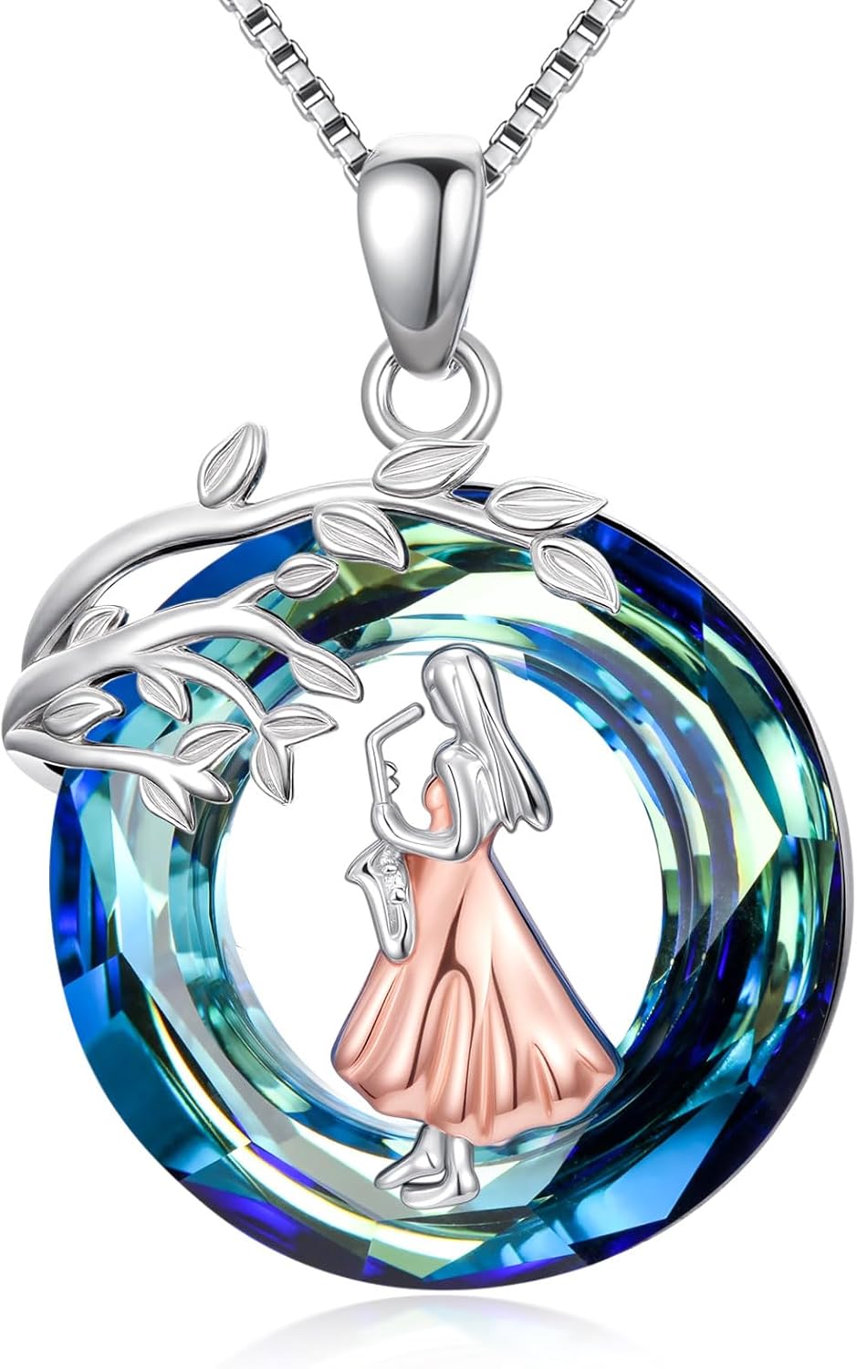 Sport/Music Necklace for Women 925 Sterling Silver Crystal Pendant Tree of Life Jewelry Gifts for Sport Players