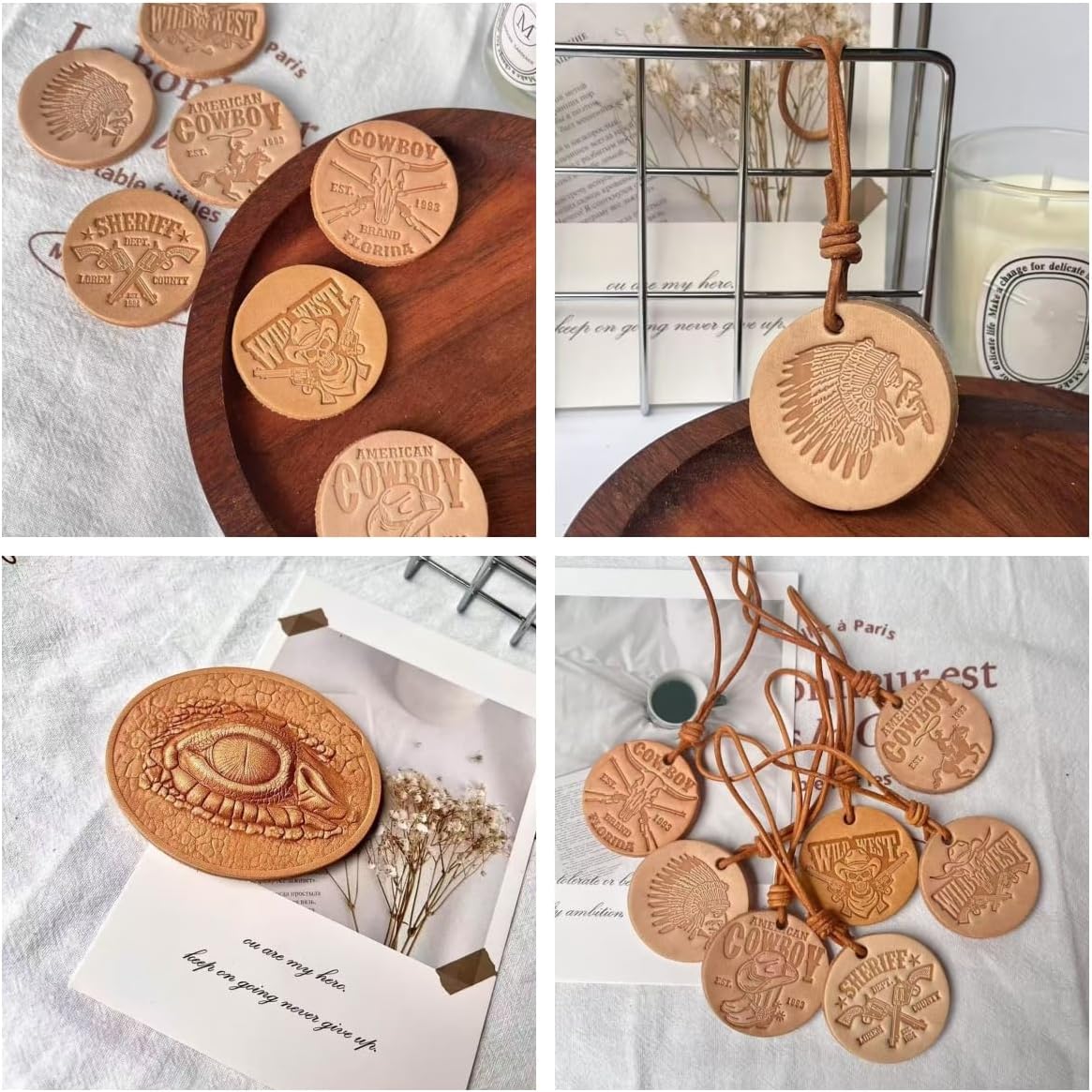 YiJiaXiang 60mm diameterRound Sliced Genuine Leather, 3-5mm Thick Natural Leather, Suitable for Stamping pad Leather Cutting Pieces, Embossing Making Process(Coffee Color 20 Pieces)