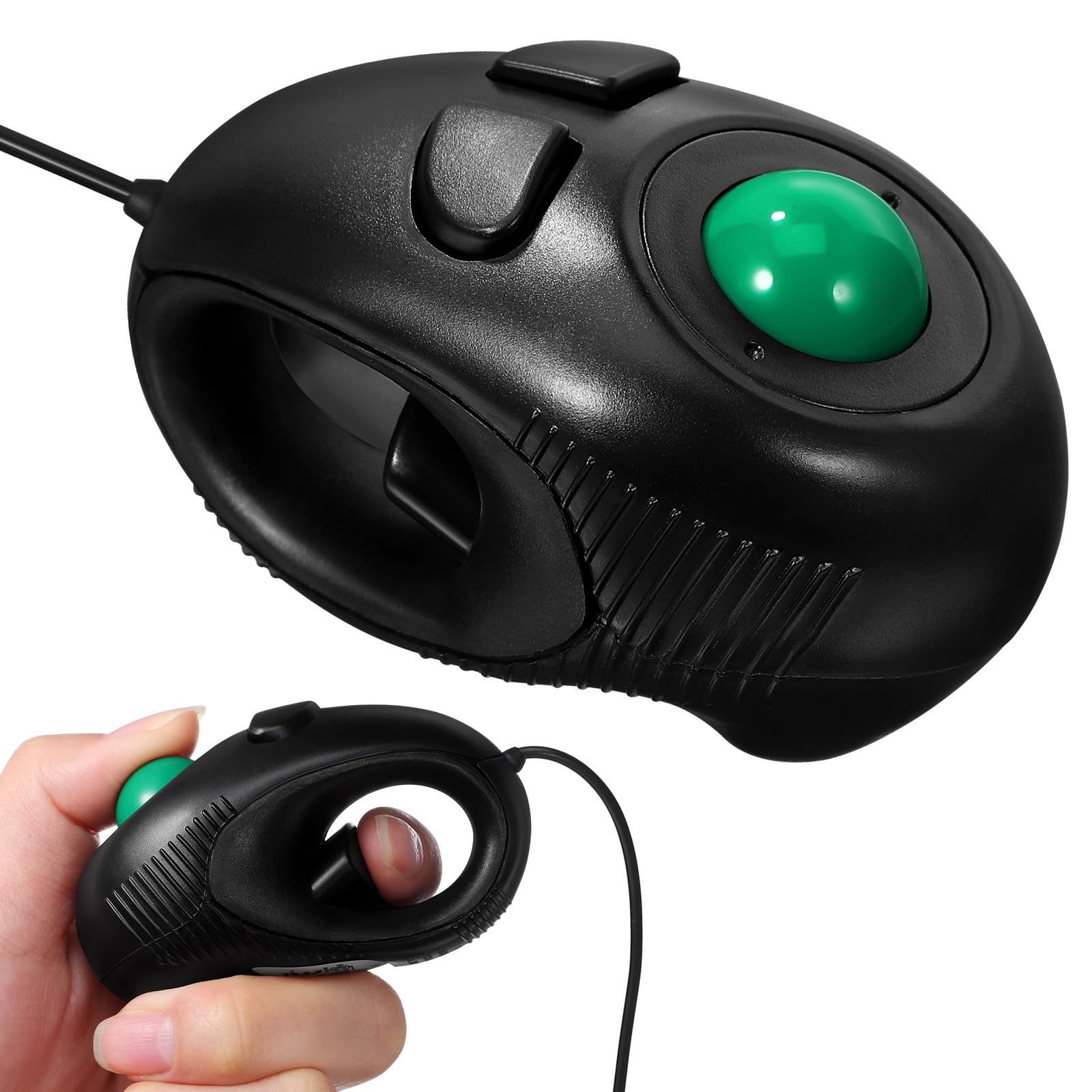 Ratón trackball 4d SHERCHPRY con cable, mini diseño de plástico duro y 3 botones para escritorio 8