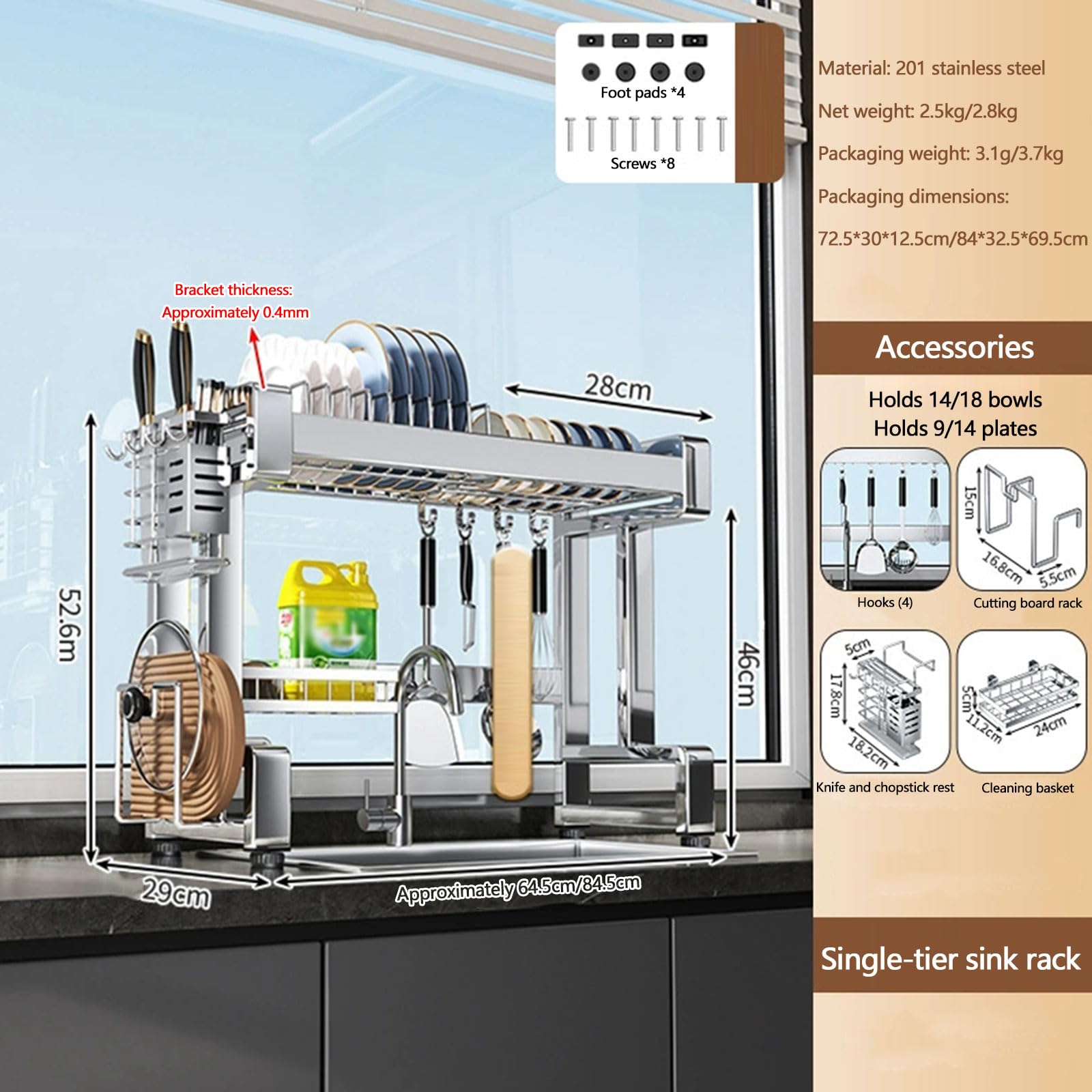 Égouttoir à Vaisselle en Acier Inoxydable de Grande capacité pour comptoir de Cuisine et évier