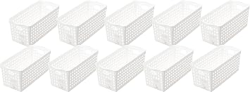 Inomata Chemical 96607 Storage Basket, Slim, Set of 10, White, Made in Japan