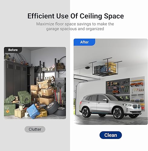 Miniatura 25 de Fleximounts - Estante de almacenamiento de garaje ajustable de 4 x 8 pulgadas, para techo, para garaje, resistente, 96 pulgadas de largo x 48