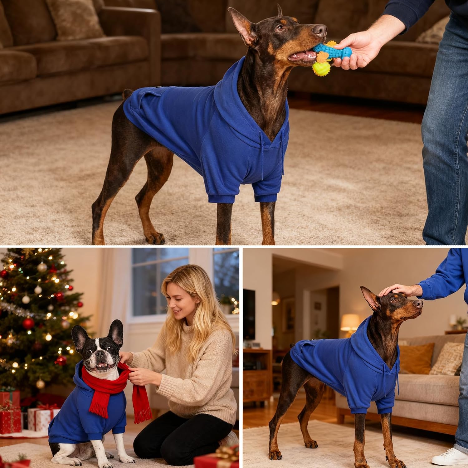 Dog Hoodie Sweaters with Pocket, Warm Pet Coat Sweater Sweatshirt for Large Size Dogs,Ultra-Soft Dogs Cold Weather Pet Clothes for Puppy Cat Boys Girls-Blue (Blue, XXXX-Large (70-90lb))