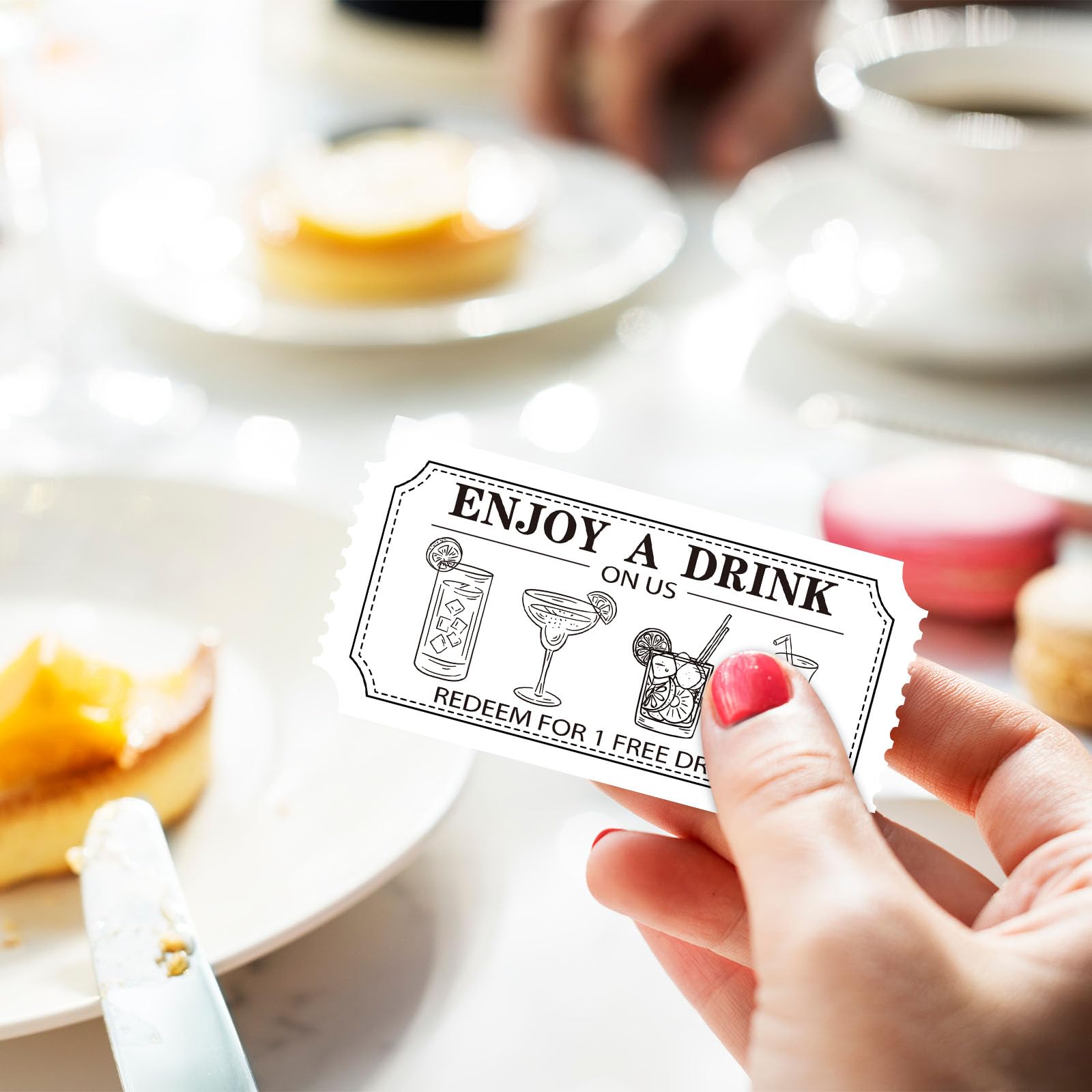 Rouleau de 1 000 billets de tombola simples pour boissons - Tickets de cocktail pour événements, mariages, travail, fêtes formelles, loisirs