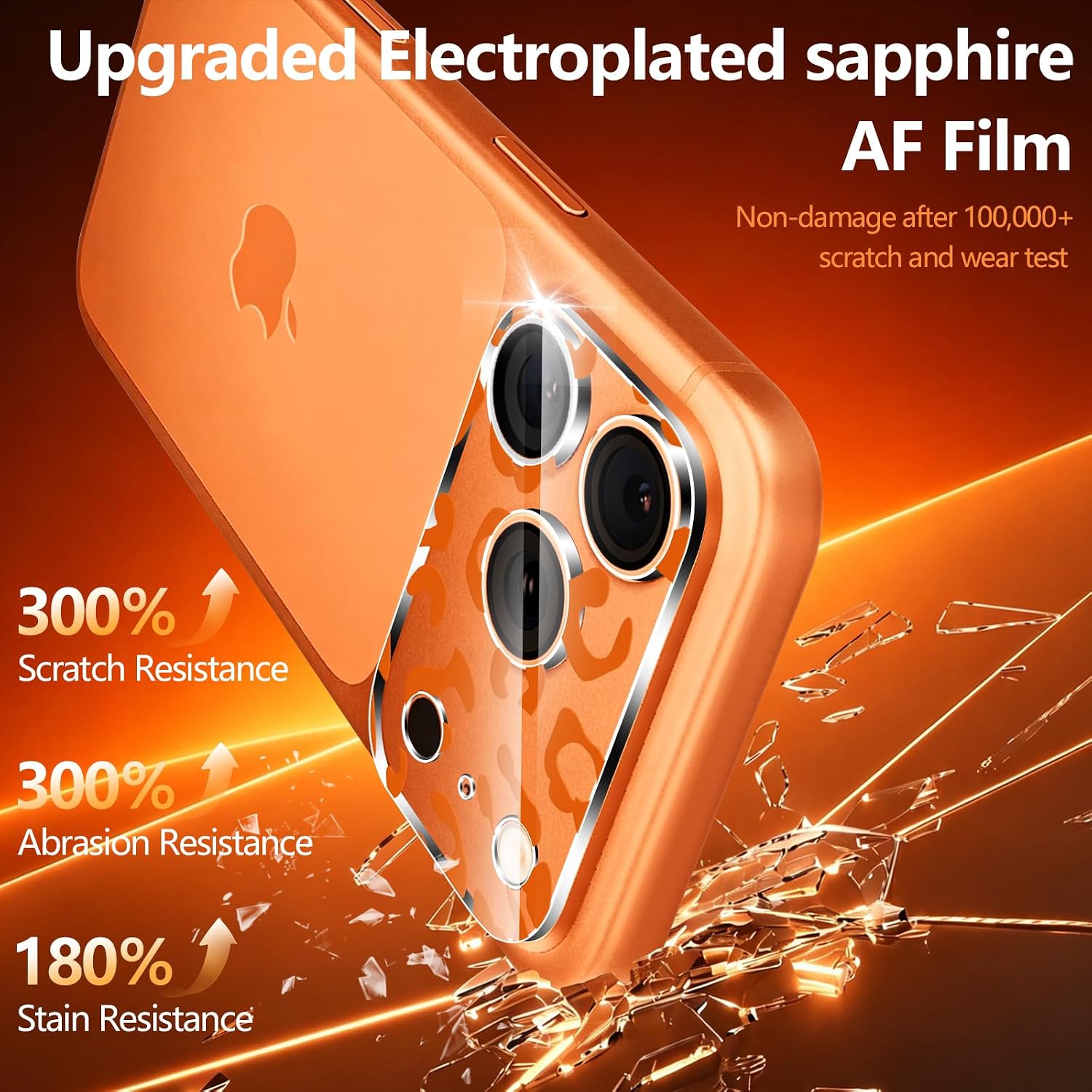 for iPhone 17 Pro Max Camera Lens Protector-Orange Leopard Print image 3