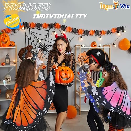 Miniatura 5 de iROLEWIN Alas de mariposa para niñas pequeñas, disfraz de mariposa, alas de disfraz de insectos, como juguetes de juego, recuerdos de fiesta para