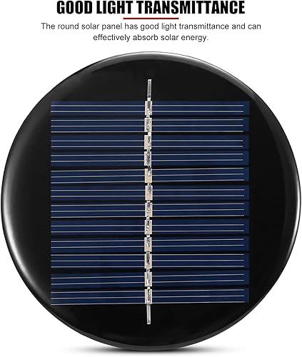 Miniatura 7 de EVTSCAN Mini panel solar de 2 piezas de 0.5 W 6 V, panel de células solares policristalinas redondas de 3 pulgadas, para reloj inteligente, cámaras