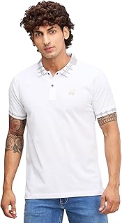 Colorplus Men's Regular Fit Solid Pattern Pure Cotton Plain Collar Half Sleeve Casual T-Shirt Price In India
