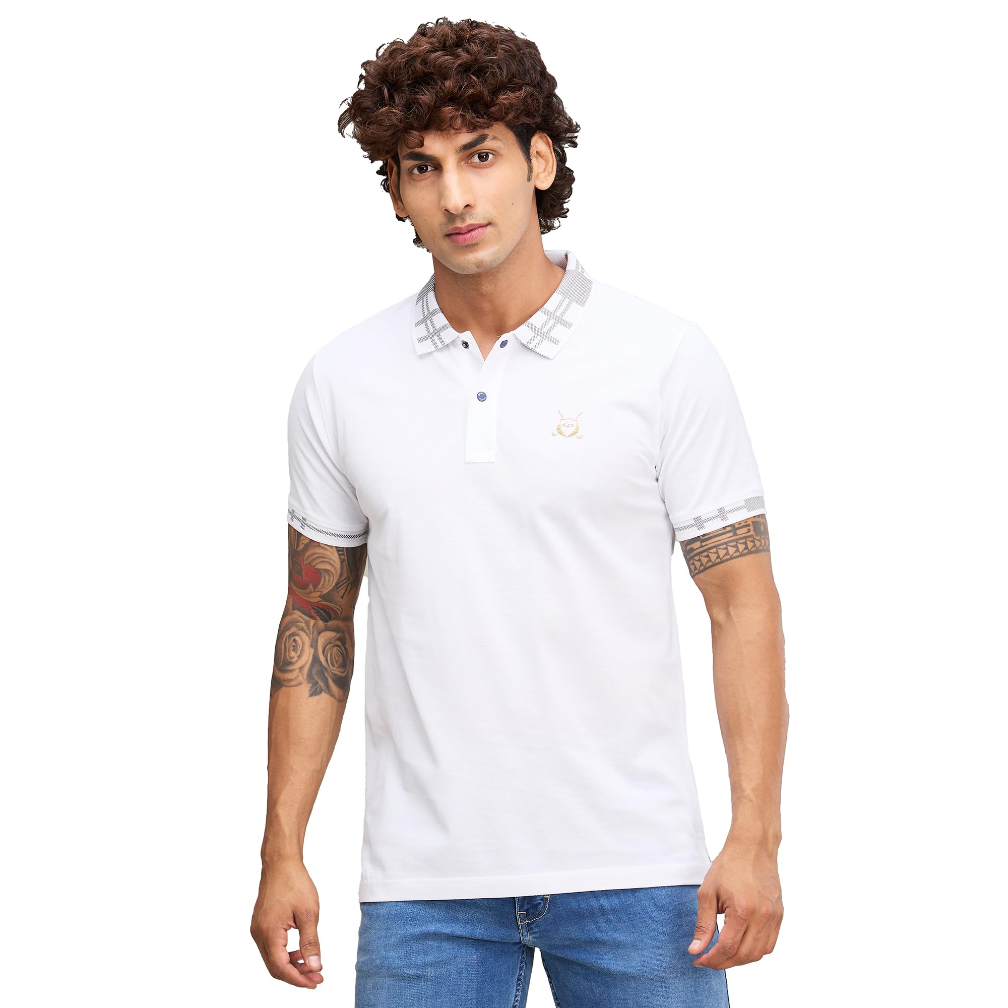 colorplus Men's Regular Fit Solid Pattern Pure Cotton Plain Collar Half Sleeve Casual T-Shirt-picture-12