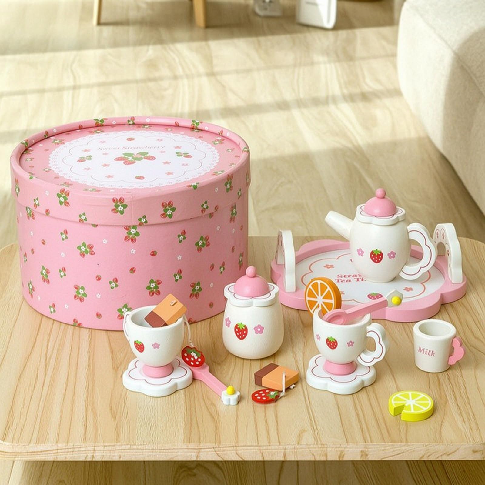 Qianly Juego Té Juego Té con Caja Almacenamiento Didáctico Juguete para Niñas