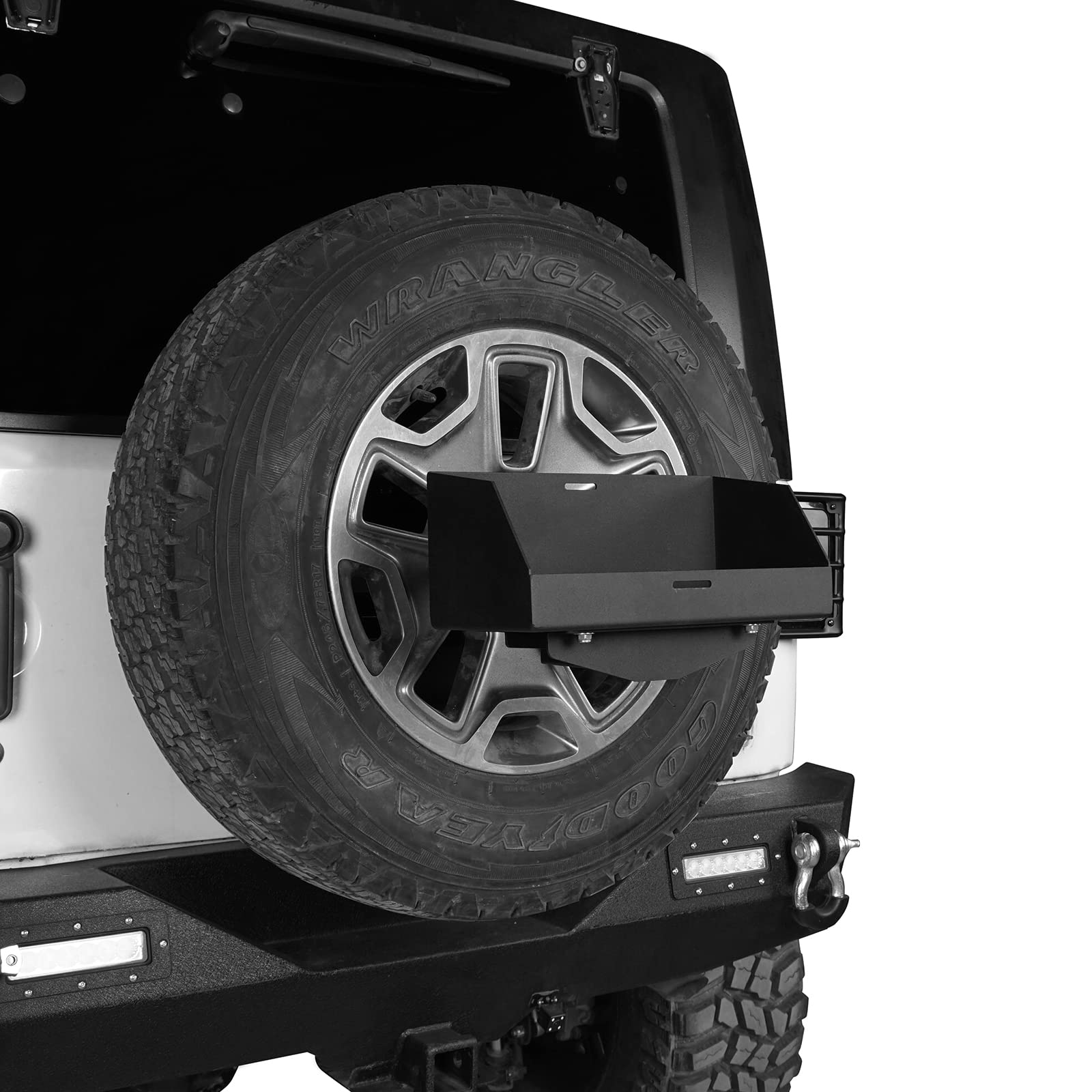 Hooke Road Wrangler Spare Tire Jerry Can Holder w/Tall Tray Compatible