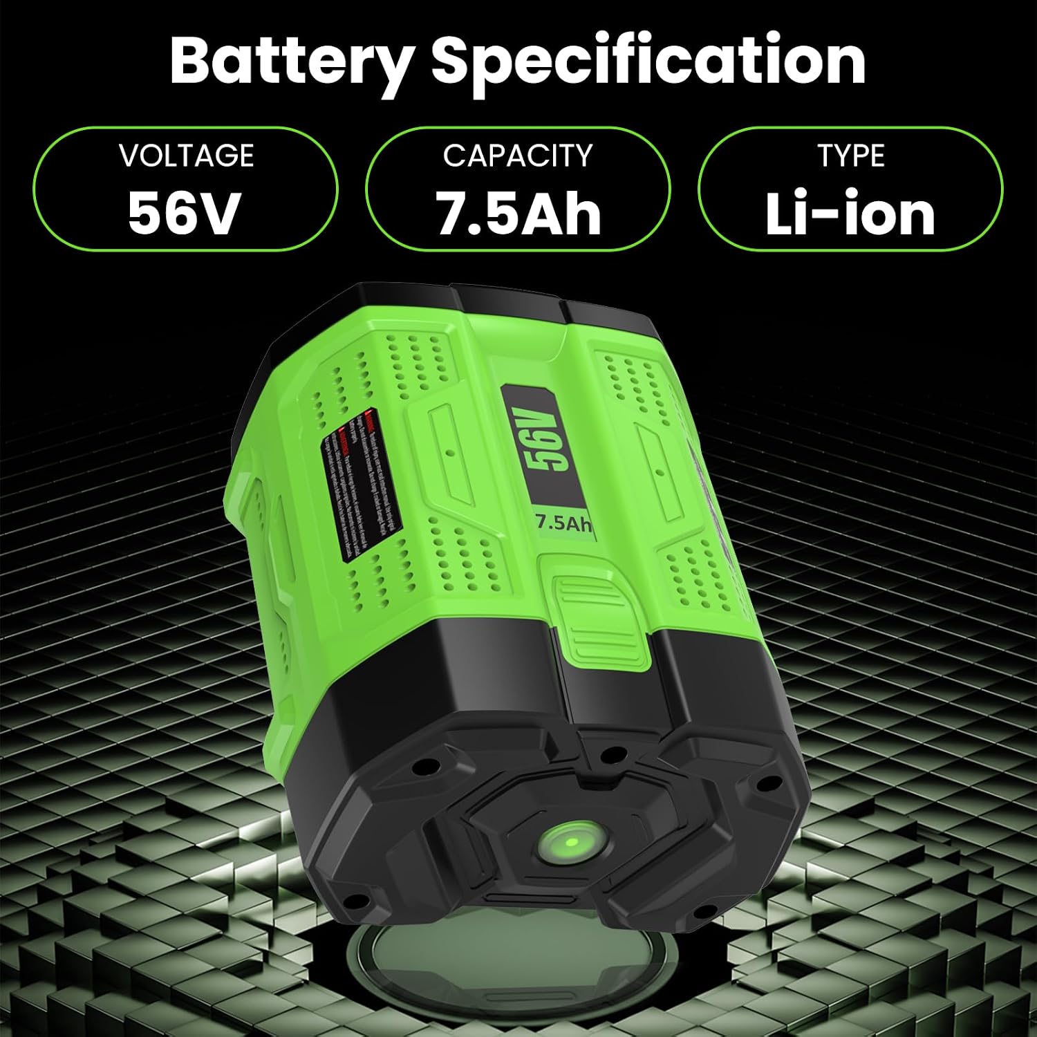 56V 7.5Ah Replacement for EGO 56V Battery Compatible with BA1400 BA4200 BA2800 CS1604 CS1804 CS1403 HT2400 LB6504 LB5804 LB6500 LB4800 PH1400 Cordless Power Tool Battery