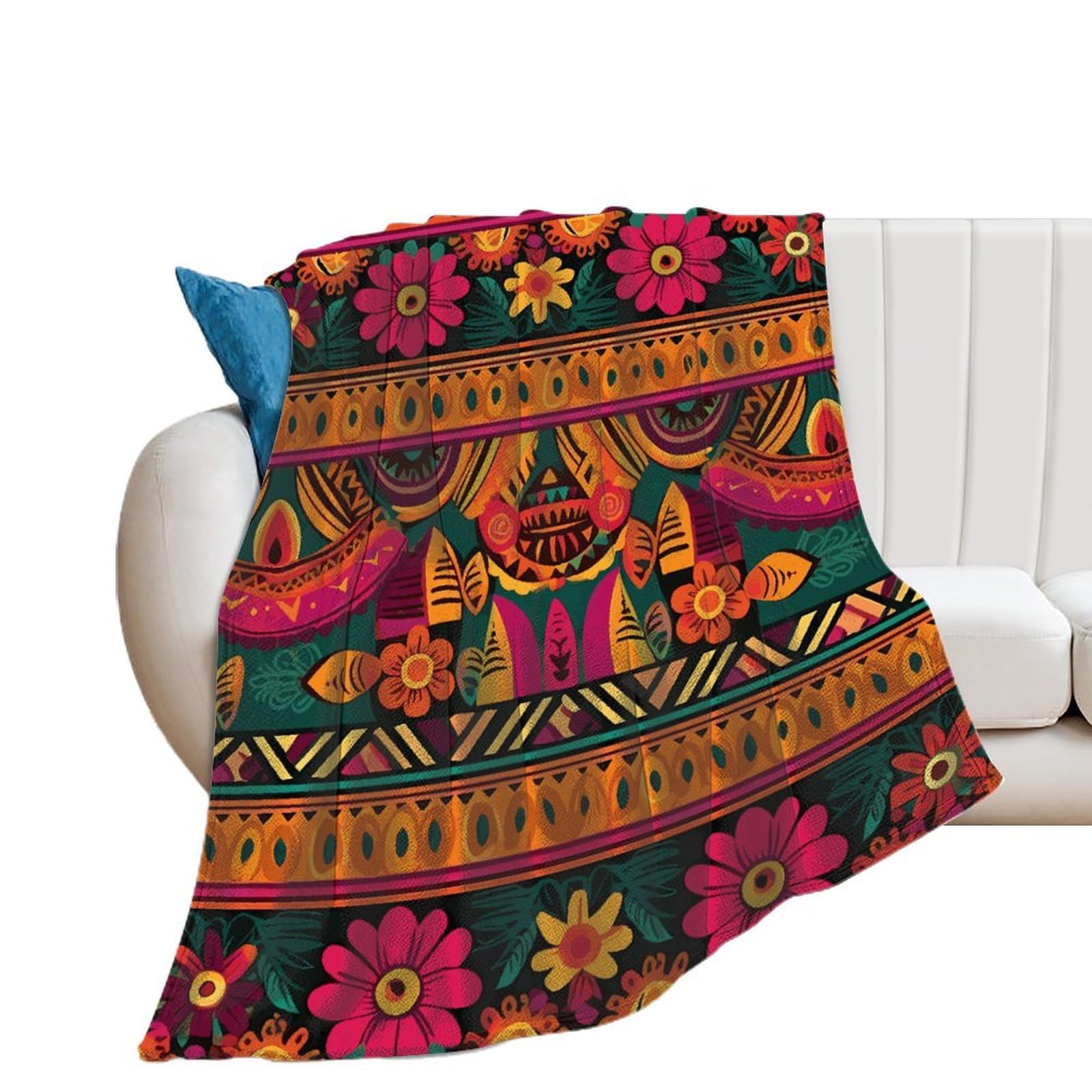 Couverture en microfibre bohème pour canapé et lit format extra large