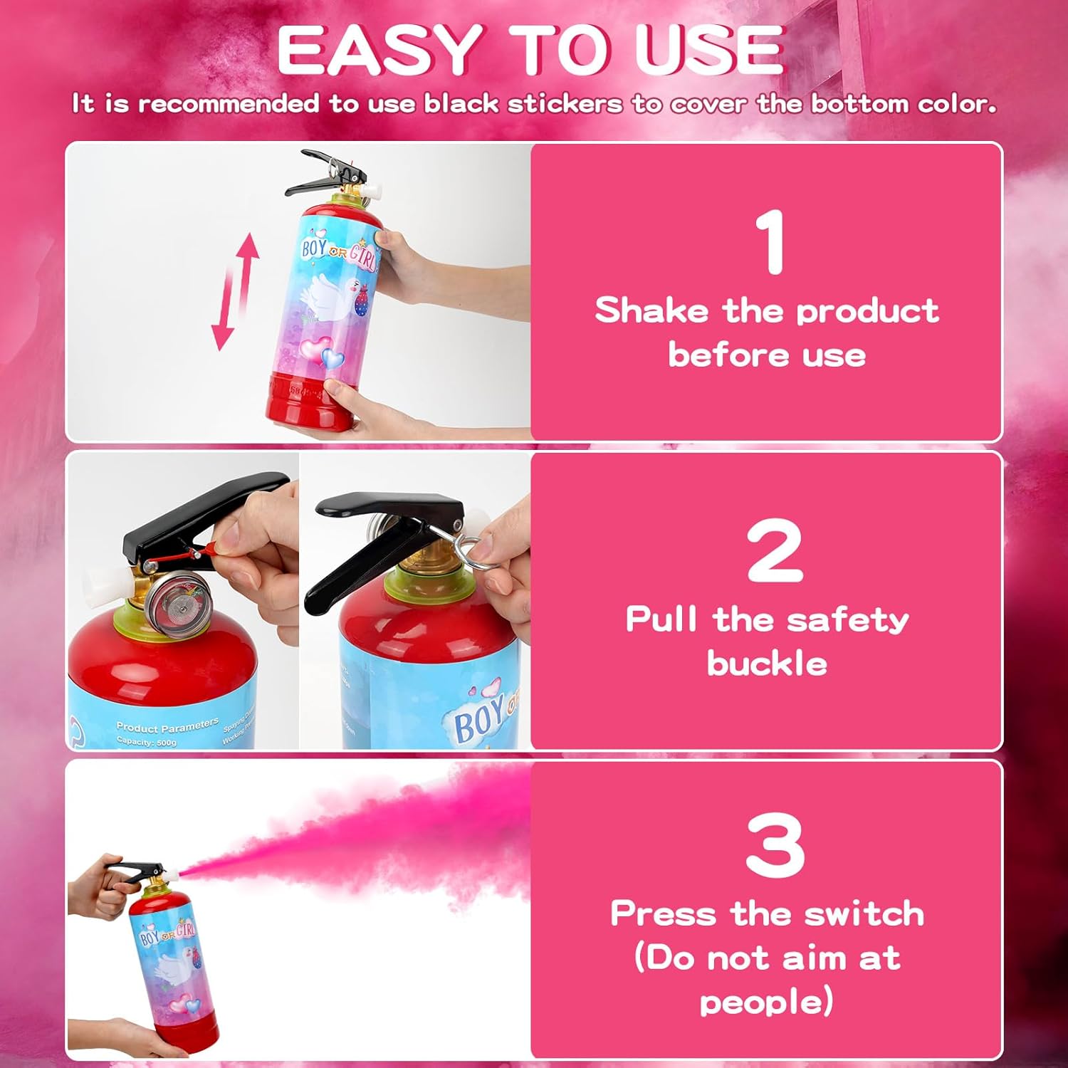 Gender Reveal Fire Extinguisher, 2 Pack Girl Gender Reveal Ideas Party Decor, Biodegragable Gender Reveal Party Supllies (Extra Large)