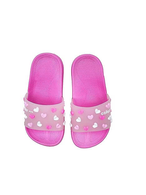 Walking Pair Girls Little Heart Design Casual Wear Flip Flops |Kids Slip On Slippers(Toddler/Little Kid/Big Kid)(18months to 9years)