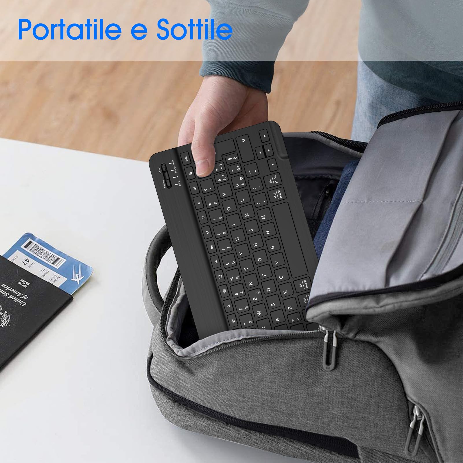 FINTIE Tastiera Wireless Bluetooth 10" per iPad e Android Italiano Nero