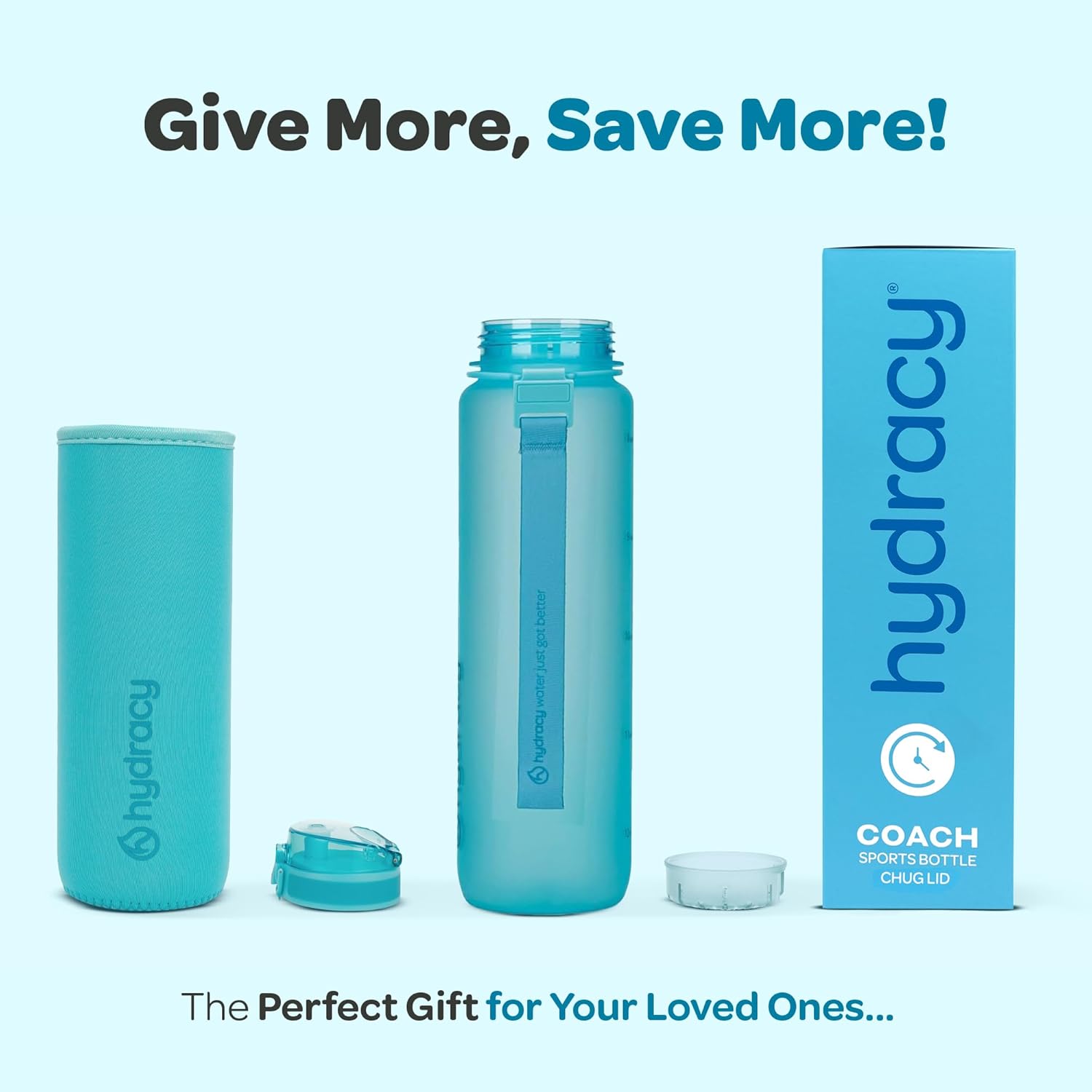 Hydracy Water Bottle with Time Marker -Large BPA Free Water Bottle & No Sweat Sleeve -Leak Proof Gym Bottle with Fruit Infuser Strainer & Times to Drink -Ideal for Fitness Sports & Outdoors