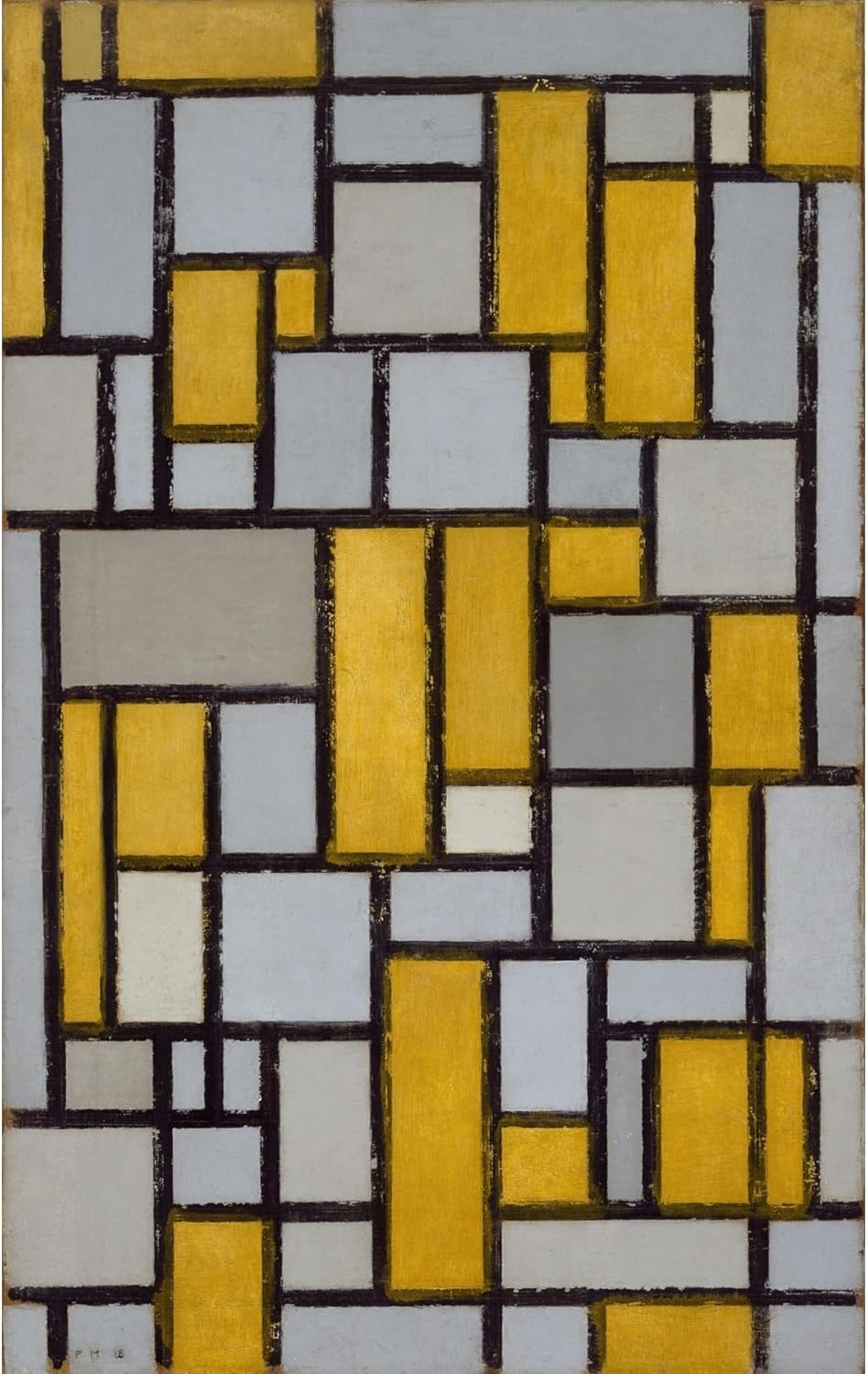 ArtDirect Composition with Grid 1 (1918) Unframed Art Print Giclee Poster by Piet Mondrian - Ready for Framing with Customization Sizes 6x10, 9x14, 13x20, 23x36, 30x48 and 38x60 inches