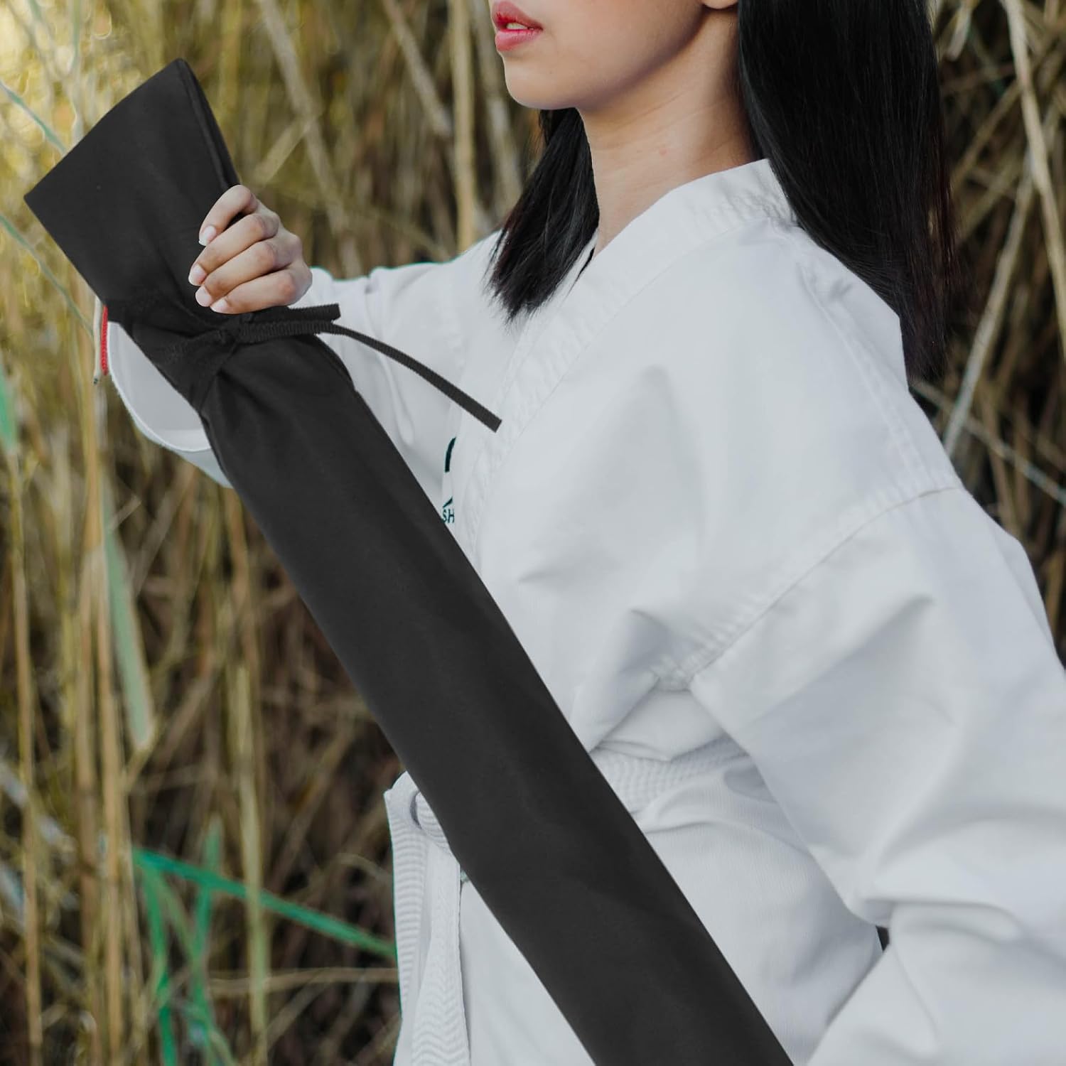 SECFOU Portable Black Cotton Cloth Storage Bag with Adjustable Strap for Practical and Flexible Carrying of Chinese Swords and Martial Arts