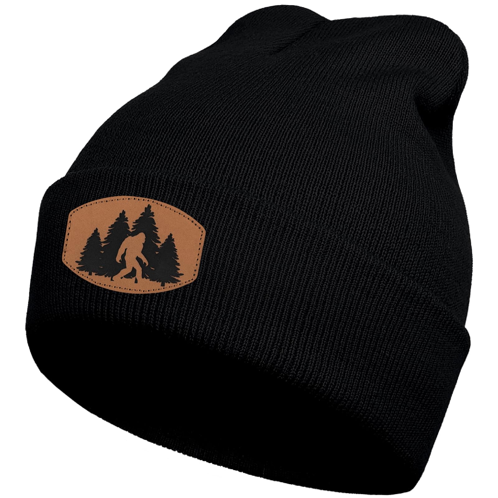Sasquatch - Gorro de punto de piel con parche de piel para invierno, diseño de calavera, regalos para adultos, hombres y mujeres