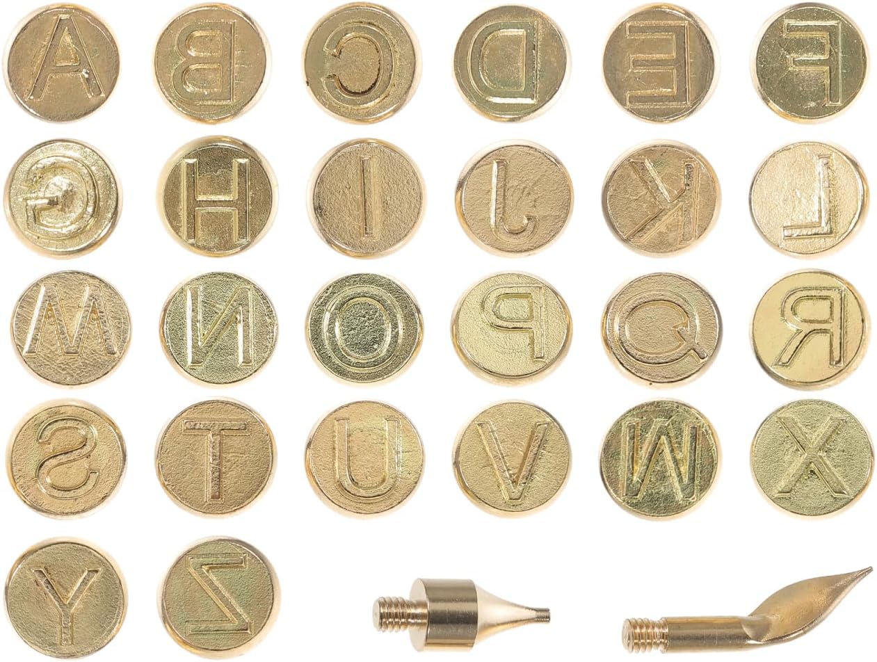 VILLCASE Letter Burning Kit - 26Pcs Wood Burning Alphabet Tips for Pyrography Crafting Gourd Art and DIY Projects