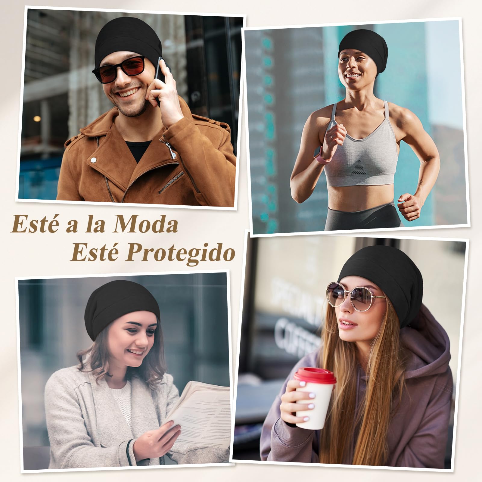 Kiiwah Gorro Satén para Dormir con Forro de Satén, Ajustable Gorro Pelo Rizado Dormir Unisex Gorro Slouch Beanie para Dormir Gorro Satin Suave Bonnet Seda para Mujeres y Hombres