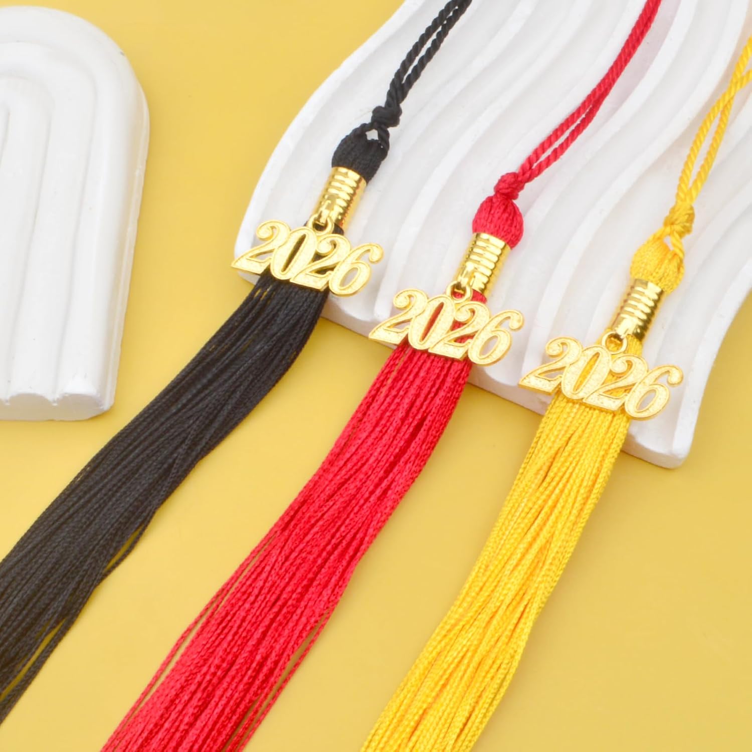 3 Set 2026 Tassel Graduation Grad Cap Tassels for 2026 Graduates Graduation Hats Ceremonies Parties Celebrations Souvenir,Black/Red/Gold