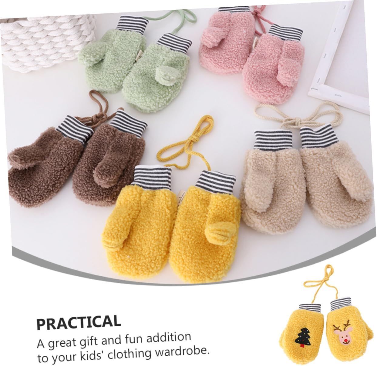 COLLBATH 1pair Boy Girl Cartoon Mittens Cute Warm Gloves for Boys Girls Windproof Full Finger Design for Daily Wear Parties Random Colors